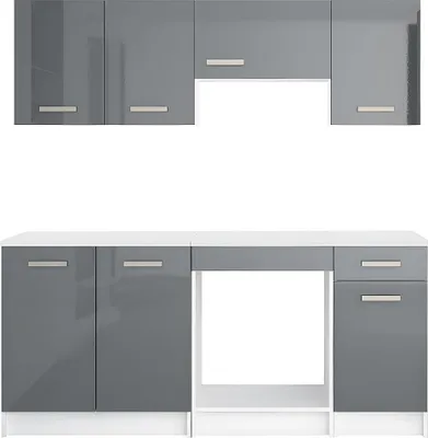 Produktbild von Küchenmöbel-Set - 180 cm - 6 Elemente - grau und weiß - TRATTORIA