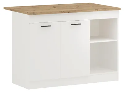 Produktbild von haaus Vigra Kücheninsel, 2 Türen, Artisan-Eiche/Weiß, 122 x 76 x 90 cm