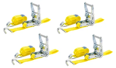 Produktbild von Satz Mit Vier Unitrailer-Transportgurten Mit Spannvorrichtung, 4 M/25 Mm/1 T, Gelb