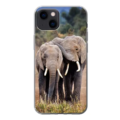 Produktbild von MuchoWow® Handyhülle Schutzhülle Hülle für iPhone 13 mini Elefant - Tiere - Bäume - Natur Silikon Softcase Handy Hülle - Softcase