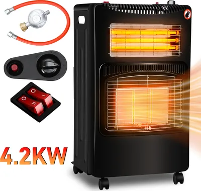 Obrázek produktu pro Keramický plynový ohřívač Jopassy 4200 W se 3 stupni ohřevu, regulátorem tlaku a hadicí - mobilní, efektivní a energeticky úsporný - plynový ohřívač plynový ohřívač plynový ohřívač, plyn+elektřina