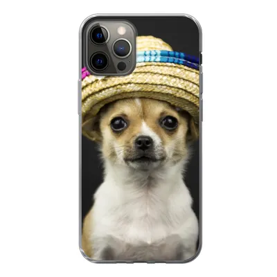 Produktbild von MuchoWow® Handyhülle Schutzhülle Hülle für iPhone 12 Pro Hund - Sombrero - Schwarz Silikon Softcase Handy Hülle - Abdeckung