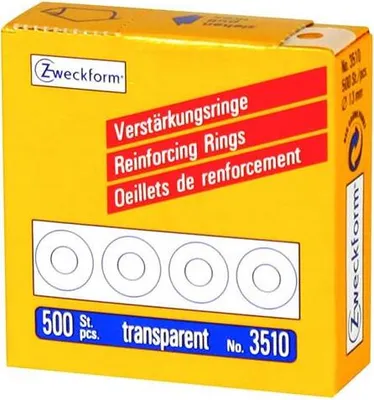 Immagine prodotto di 10x AVERY Zweckform 3510 anelli di rinforzo per fori 13 mm trasparenti