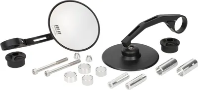 Immagine prodotto di Set di specchietti Moto Nostra 1408 per manubri in alluminio CNC Ø 95mm tondi, nero opaco
