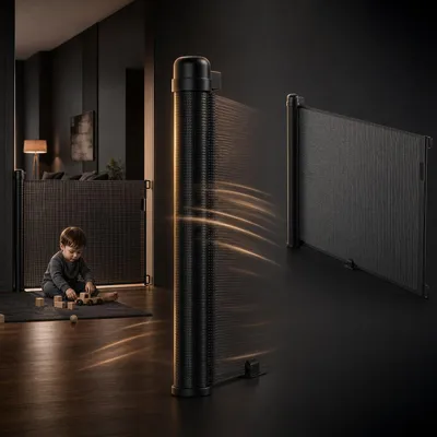 Produktbild von ROSEJANE Türschutzgitter Ausziehbar bis 150 cm, Treppenschutzgitter für Babys und Haustiere, Sicherheitsgitter für Tür und Treppe, Schwarz