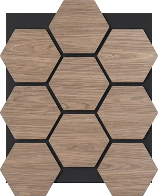 Image de COSTWAY Lot de 4 panneaux acoustiques 3D, panneaux muraux 81 x 66 cm avec panneaux hexagonaux en bois et mousse acoustique, panneaux insonorisants pour plafond et mur