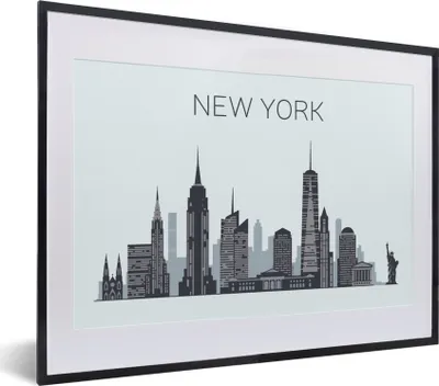 Produktbild von MuchoWow® MuchoWow® Gerahmtes Poster New York - Amerika - Skyline 40x30 cm - Poster mit zchwarzem Bilderrahmen - Bilderrahmen - Poster im Rahmen