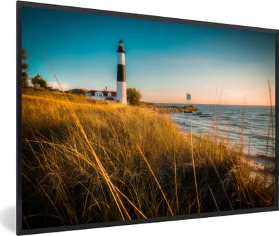 Produktbild von MuchoWow® MuchoWow® Gerahmtes Poster Leuchtturm - Meer - Amerika 60x40 cm - Poster mit zchwarzem Bilderrahmen - Printing - Wanddeko Schlafzimmer