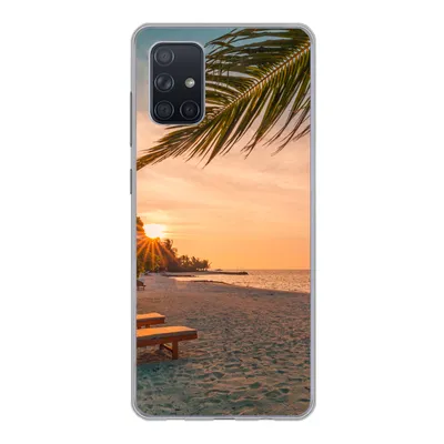 Produktbild von MuchoWow® Handyhülle Schutzhülle Hülle für Samsung Galaxy A51 5G Strand - Strandkorb - Sonnenuntergang Silikon Softcase Handy Hülle - Abbildung
