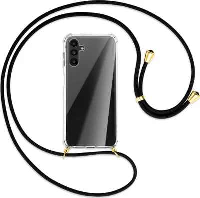 Produktbild von Handykette Backcover-Schutzhülle mit Band (Metall goldfarben) für Samsung Galaxy A13 5G - schwarz