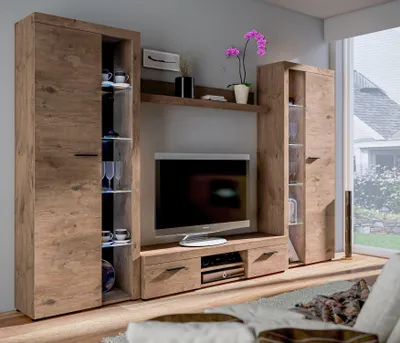 Produktbild von AX LIVING Spacoro XL Schrankwand Wohnzimmer modern Lefkas 300 ohne LED
