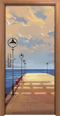Produktbild von Türposter 90x200 cm Türaufkleber Türtapete Türfolie Klebefolie Foto Brücke zum Meer schöner Himmel