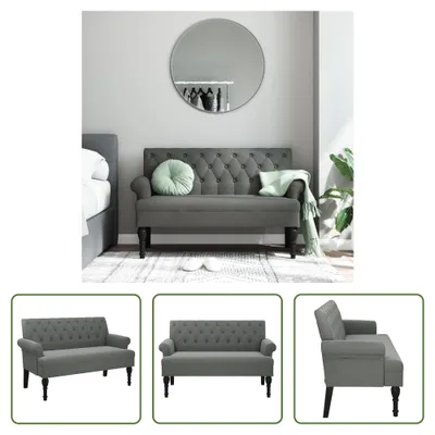 Produktbild von The Living Store Sitzbank mit Rückenlehne Dunkelgrau 120x62x75,5 cm Stoff