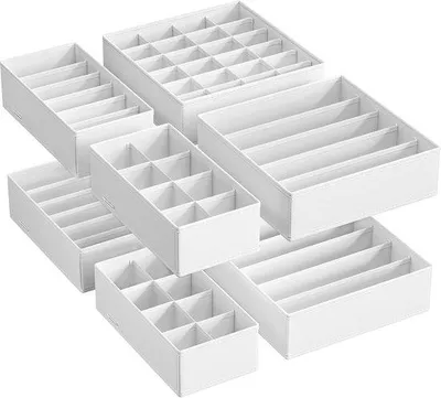 Produktbild von Unterwäsche-Organizer Set – 8 faltbare Stoff-Aufbewahrungsboxen in Wolkwit