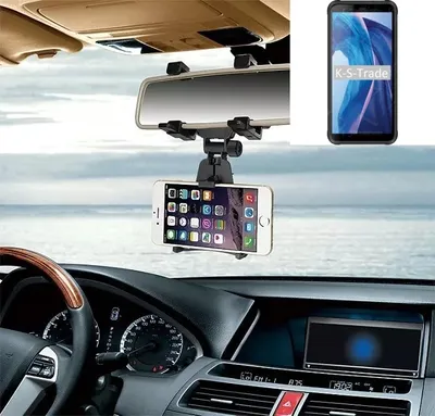 Produktbild von K-S-Trade Smartphone Halterung kompatibel mit Blackview BV6300 Rückspiegel Halterung schwarz Auto Halterung KFZ Halter