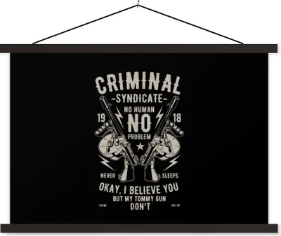 Produktbild von MuchoWow® Textilposter Mancave - Waffen - Verbrechen - Vintage 120x80 cm mit schwarzem Rahmen - Wanddeko