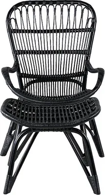 Image de Ellafauteuil lounge avec repose-pieds noir.