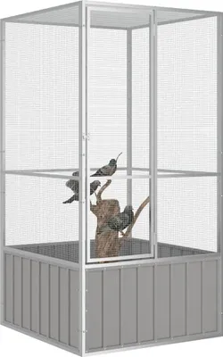 Produktbild von vidaXL Vogelkäfig Grau 111x107x211,5 cm Verzinkter Stahl