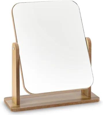 Produktbild von Kleiner Holzspiegel, 24,5 x 19 cm, abnehmbar, für Schminktisch, Schreibtisch, Schlafzimmer, Badezimmer