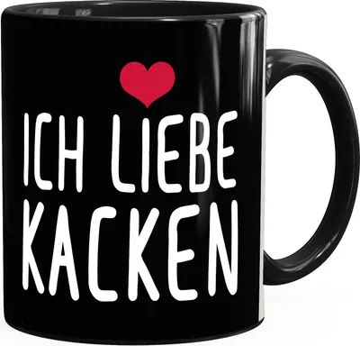 Produktbild von Spruch-Tasse Ich liebe kacken Kaffeetasse Teetasse MoonWorks® schwarz unisize