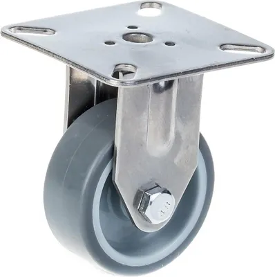 Produktbild von 50 mm (2") Edelstahlrolle mit grauer Gummilauffläche, feststehend, 40 kg