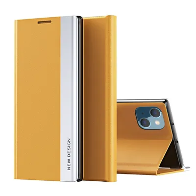 Obrázek produktu pro Pouzdro na iPhone 15, MagnetickéPolyuretanKožené Pouzdro s Funkcí Stojánku pro iPhone 15 žluté