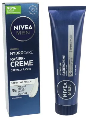Produktbild von NIVEA HydroCare Rasiercreme, Rasierschaum, Männer, normale Haut, 100 ml, Feuchtigkeitsspendend, Glättend, Tube