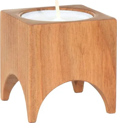 Produktbild von 10er- Set Teelichthalter aus Holz Süßkirche Deko Kerzenständer Handarbeit 36405
