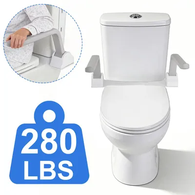 Image de Support pour toilettes - Structure de sécurité réglable et autoportante - Poignées antidérapantes - Capacité de charge élevée - Pliable