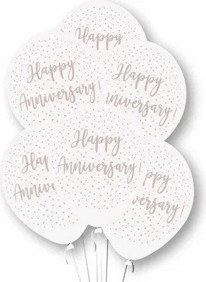 Produktbild von 6 weiße Jubiläums Ballons 27,5cm
