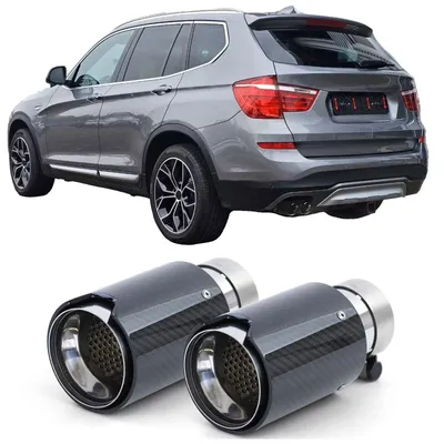 Obrázek produktu pro Koncový díl výfuku, 90 mm, 2-trubkový, sportovní, karbonový, černý, pro BMW X3 F25, modely 2010-2017