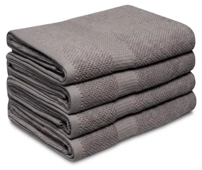 Produktbild von DoubleDry Handtücher Set - Popcorn Weave Kollektion - 70x140 cm - 4 Teilig - 100% Baumwolle - 450 g/m² - Weich - Saugfähig - Green - Grau