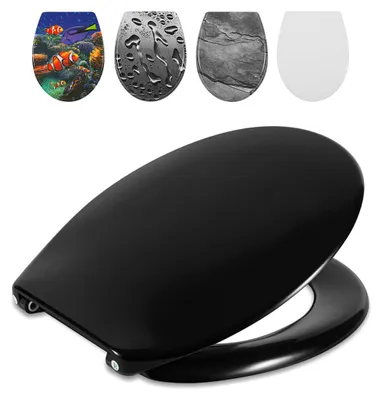 Immagine prodotto di Coperchio per WC Duroplast Vigevee, forma ovale, colore nero opaco, con sistema di chiusura ammortizzata SoftClose