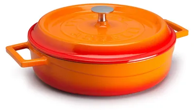 Schmortopf 24 cm 2,4 L orange Gusseisen mit Deckel ofenfest