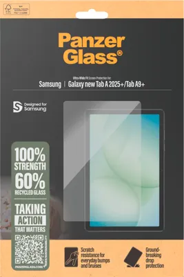Zdjęcie produktu dla PanzerGlass ® Screen Protector Samsung Galaxy Tab A11+ | Tab A9+ | Ultra-Wide Fit, Samsung, Samsung - Galaxy Tab A9+ 5G, Samsung - Galaxy Tab A11+ 5G, Aplikacja na sucho, Odporny na zadrapania, Odporny na wstrząsy, Przezroczysty, 1 szt.