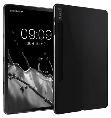 Produktbild von kwmobile Schutzhülle kompatibel mit Samsung Galaxy Tab S8+ Plus / Galaxy Tab S7+ Plus - Hülle Silikon - Tablet Cover Case Hochglanz Schwarz