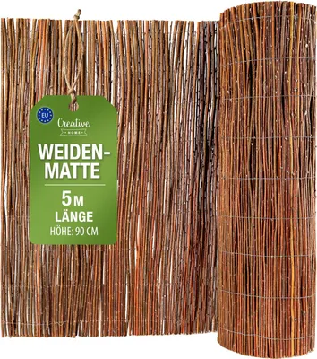Zdjęcie produktu dla Creative Home Mata Wiklinowa o Wysokości 90 cm i Długości 500 cm | Naturalny Płot Zapewniający Prywatność | Ekran Prywatności | Idealny do Ogrodu