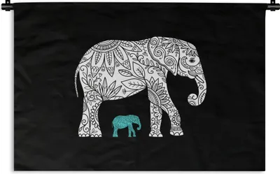 Produktbild von MuchoWow® Wandteppich Wandbehang Elefant - Blumen - Pflanzen 60x40 cm Tapisserie Dekoration Wandtuch - Wanddekorationen