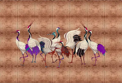 Produktbild von Tadessi Fototapete | Vögel | 4.00 m  x 2.70 m | Bronze | Weiß | Wandbild | Digitaldruck
