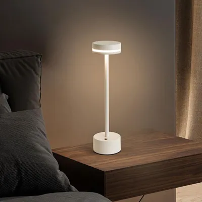 Produktbild von Kabellose LED Tischlampe,Stufenloses Dimmen in drei Farben Nachttischlampe,USB wiederaufladbar Tragbar Touch-Lampe für Wohnzimmer/Schlafzimme,Weiß