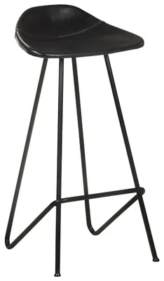 Produktbild von vidaXL Barhocker 4 Stk. Schwarz Echtleder