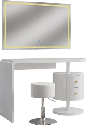Obrázok produktu pre Toaletný stolík Vicco Lara biely 120 cm s LED zrkadlom a taburetom, Model 41557