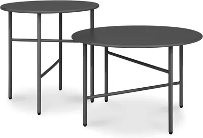 Produktbild von Bomoe 2er Set Beistelltisch Outdoor Ø 44x46cm + Ø 53x36cm , Schwarz