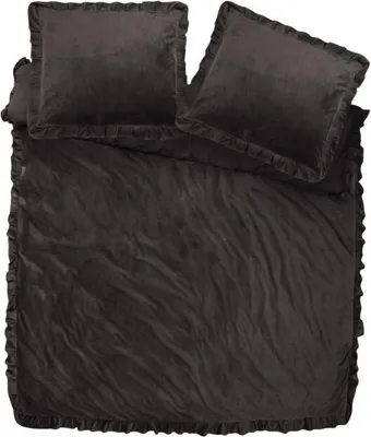 Produktbild von Sleeptime Samt Ruffles Schwarz 200 x 220 cm