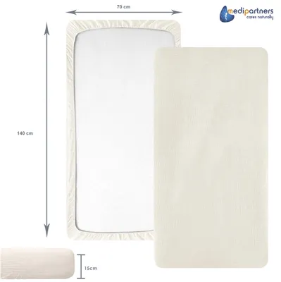 Produktbild von Spannbettlaken Musselin 70x140 cm Beige 100% Baumwolle Babybett Bettlaken