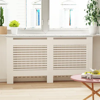 Produktbild von WISFOR Osłona grzejnika MDF, poziome paski, osłona grzejnika Osłona grzejnika, L - 152x19x101.2cm
