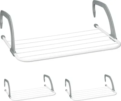 Obrázek produktu pro Kompaktní sada 3 sušáků na prádlo, nastavitelná, na balkon a k radiátoru