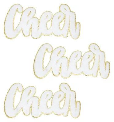 3 Cheer Chenille Buchstaben Patches, Weiß, 20 cm, zum Aufbügeln