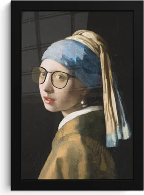 Produktbild von MuchoWow® MuchoWow® Gerahmtes Poster Das Mädchen mit dem Perlenohrring - Johannes Vermeer - Brillen 20x30 cm - Poster mit zchwarzem Bilderrahmen - Drucken - Bilder Poster im Rahmen