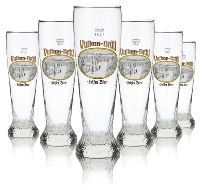 Produktbild von 6x Vulkanbräu Glas 0,3l Weißbierglas Hefeweizen Gläser Set Brauerei Eifel